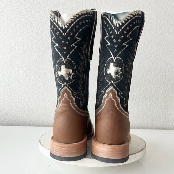 Lane RODEO HOUSTON Mens Cowboy Boots 9.5 Brown Leather Western Blunt Toe - Picture 8 of 12